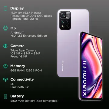 Xiaomi 11i 5G (Purple Mist, 6GB RAM, 128GB Storage)