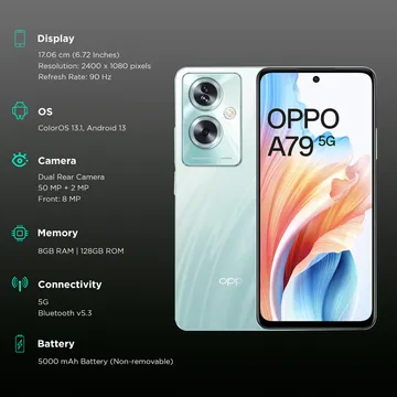 OPPO A79 5G (Glowing Green, 128 GB)  (8 GB RAM)