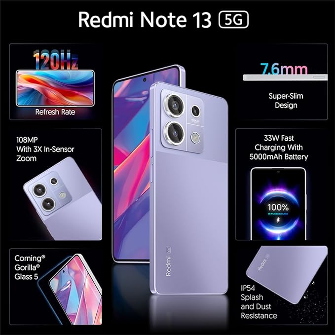 REDMI Note 13 5G (Chromatic Purple, 128 GB)  (6 GB RAM)