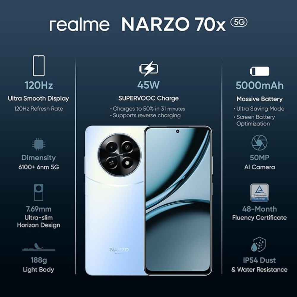 realme NARZO 70X 5G (ICE BLUE, 128 GB)  (4 GB RAM)