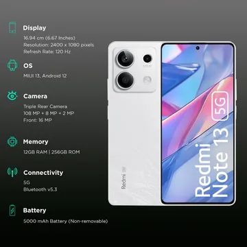 REDMI Note 13 5G (Arctic White, 256 GB)  (12 GB RAM)