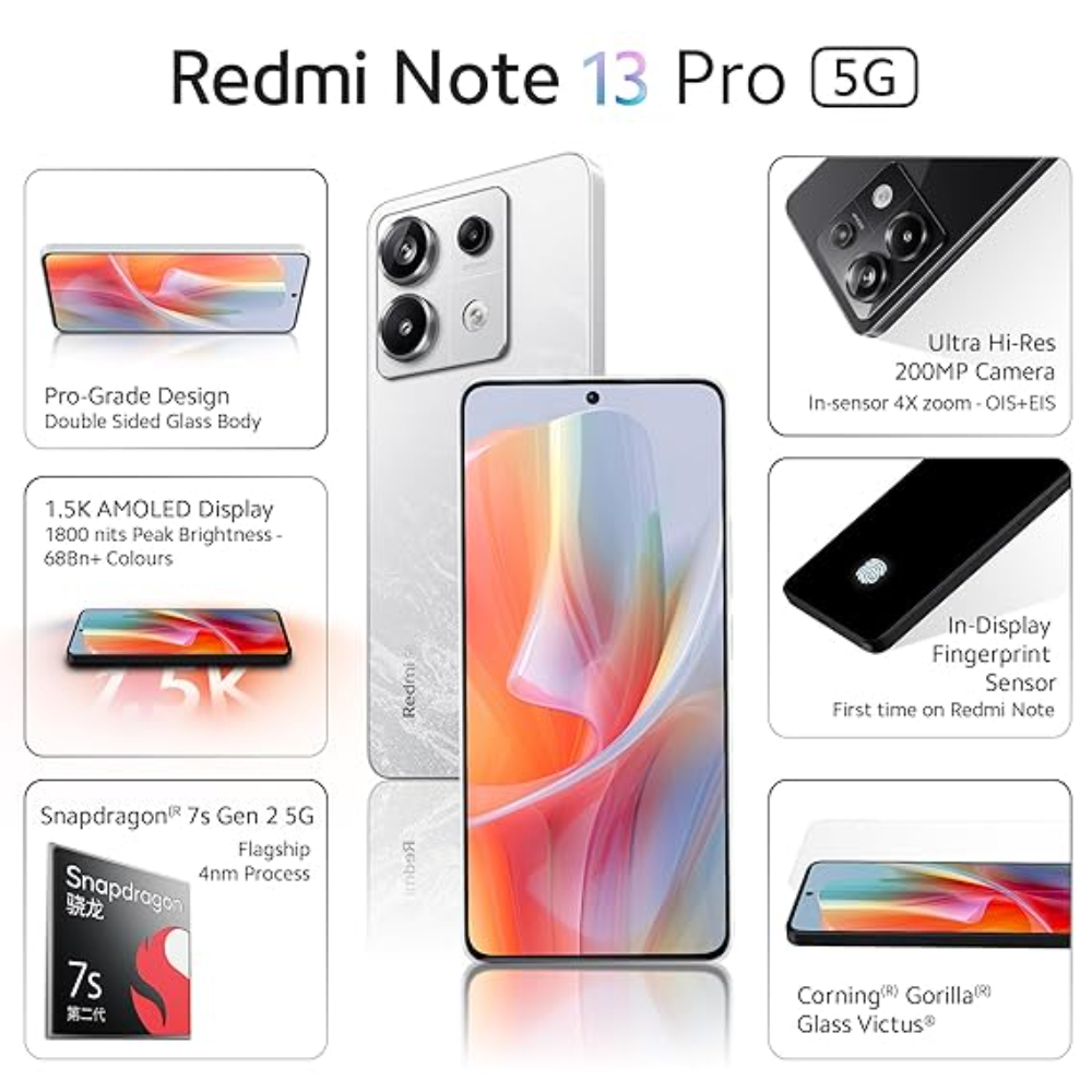 Redmi Note 13 Pro (Arctic White, 8GB RAM, 128GB Storage) 