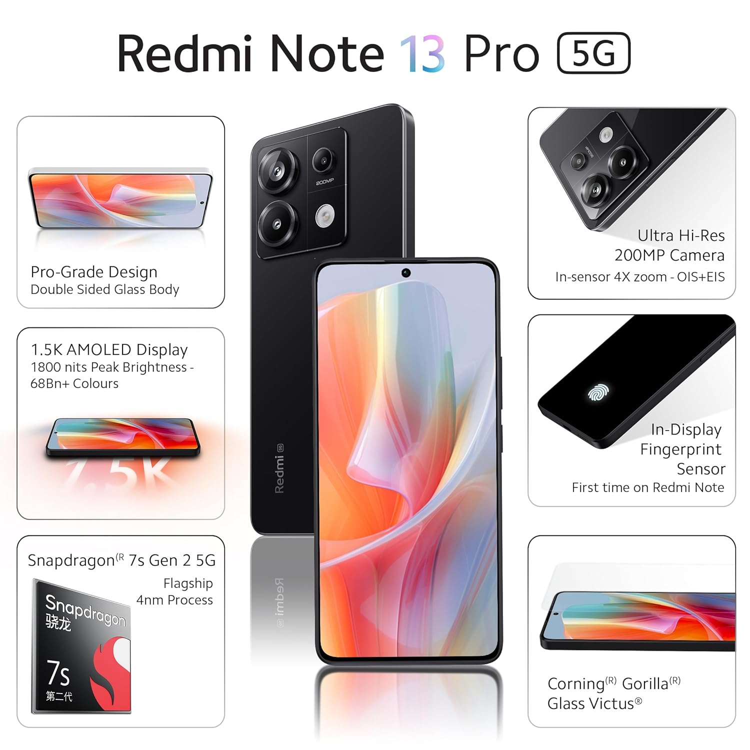 REDMI Note 13 Pro 5G (Midnight Black, 256 GB)  (8 GB RAM)