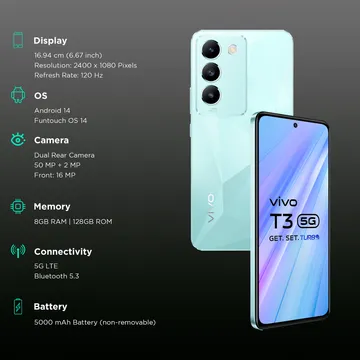 vivo T3 5G (Crystal Flake, 128 GB)  (8 GB RAM)