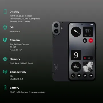 CMF by Nothing Phone 1 (Black, 128 GB)  (6 GB RAM)