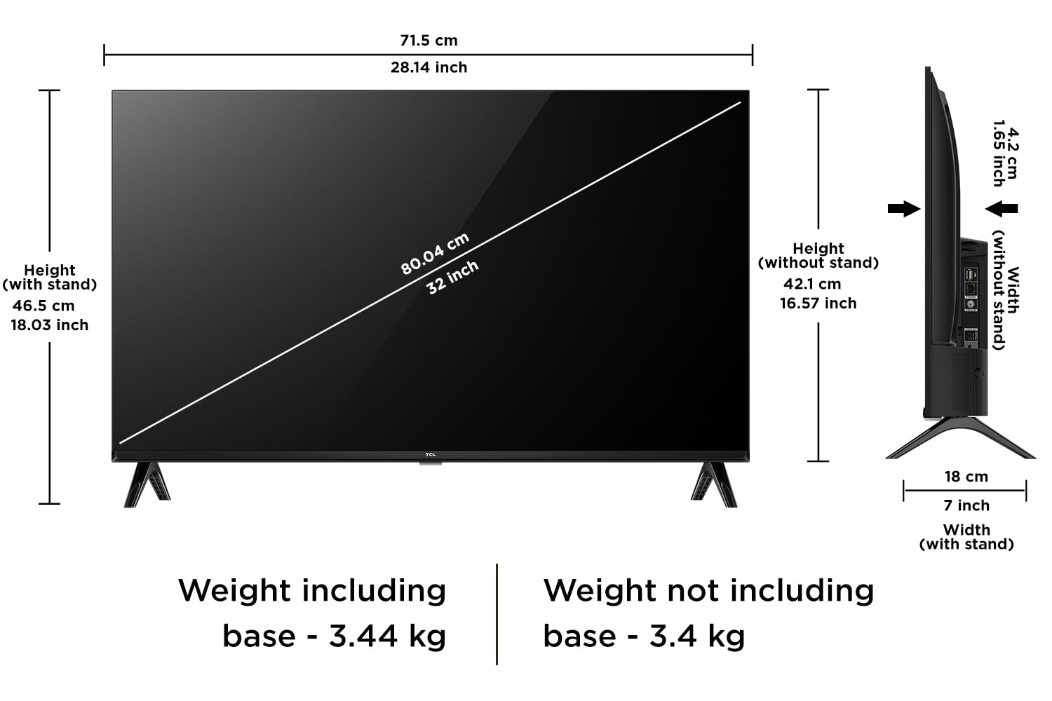 TCL L4B 79.97 cm (32 inch) HD Ready LED Smart Android TV 2024 Edition with Metallic Bezel Less and Chromecast built-in  (32L4B)