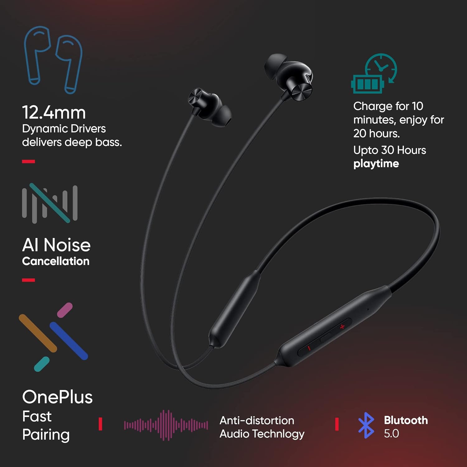OnePlus Bullets Wireless Z2 Bluetooth  (Magico Black, In the Ear)
