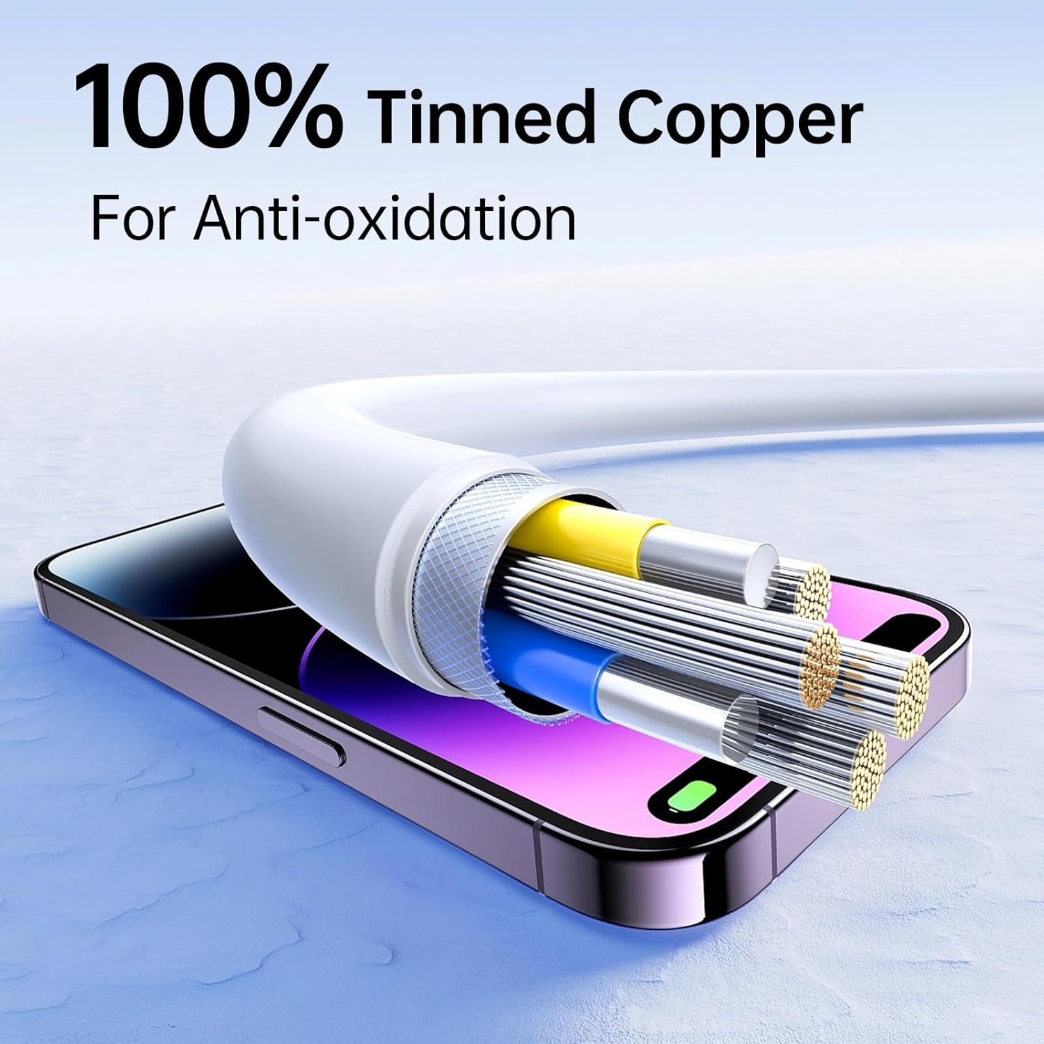 SHKOD Unbreakable 67W / 5A Fast Charging 1000mm Long Braided Type C Cable for Smartphones, Tablets, Laptops & other Type C devices, PD Technology, 480Mbps Data Sync, Quick Charge 3.0 (White)