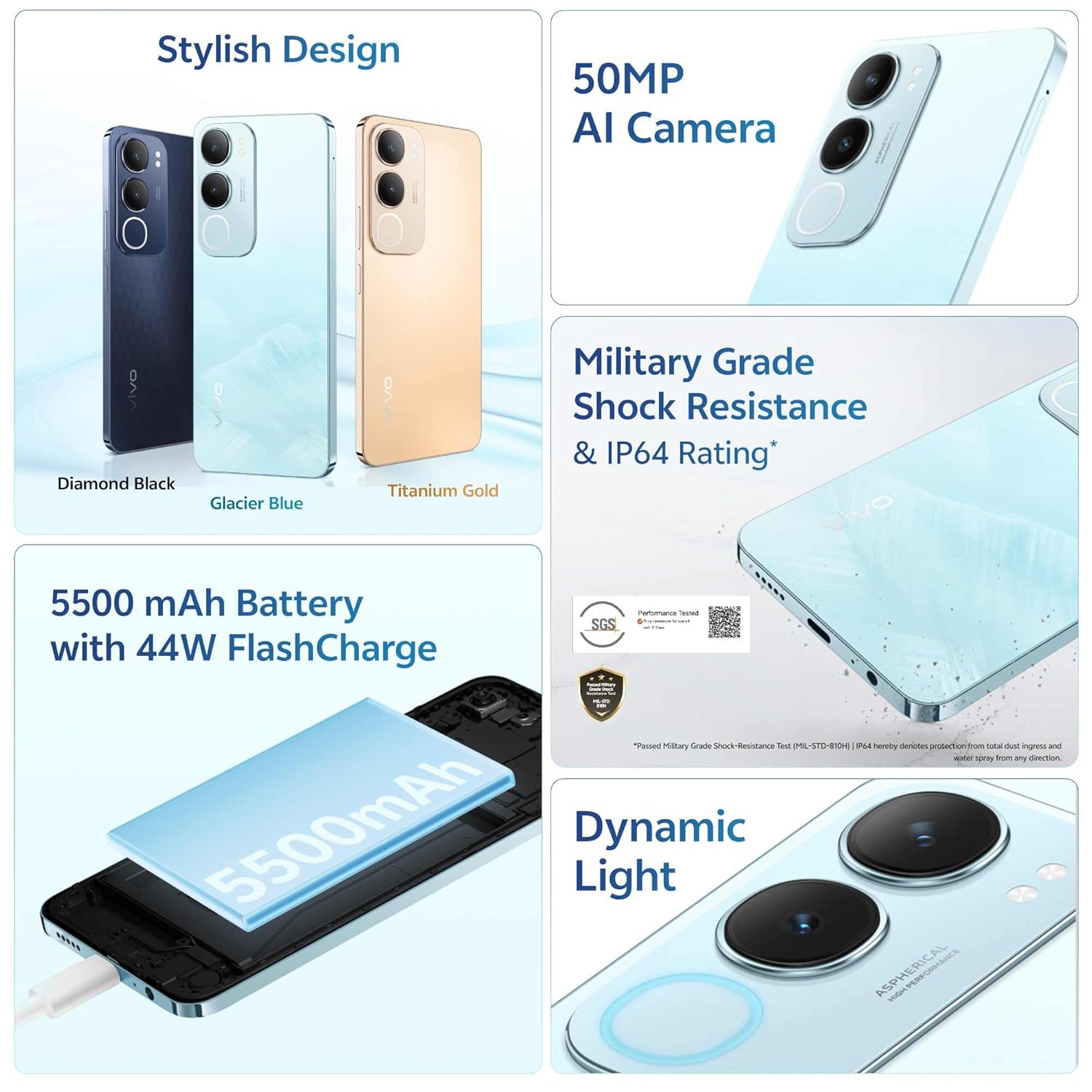 vivo Y29 5G (Glacier Blue, 128 GB)  (4 GB RAM)