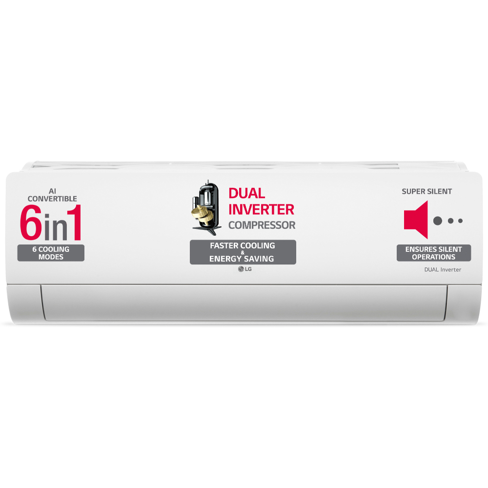 LG AI Convertible 6-in-1 Cooling 2024 Model 1.5 Ton 5 Star Split Inverter 4 Way Swing, HD Filter with Anti-Virus Protection AC with VIRAAT Mode & ADC Sensor AC - White  (TS-Q19YNZE, Copper Condenser)