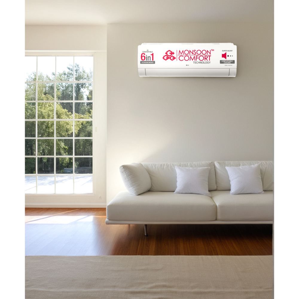 LG AI Convertible 6-in-1 Cooling 2024 Model 1.5 Ton 5 Star Split Inverter 4 Way Swing, HD Filter with Anti-Virus Protection AC with VIRAAT Mode & ADC Sensor AC - White  (TS-Q19YNZE, Copper Condenser)