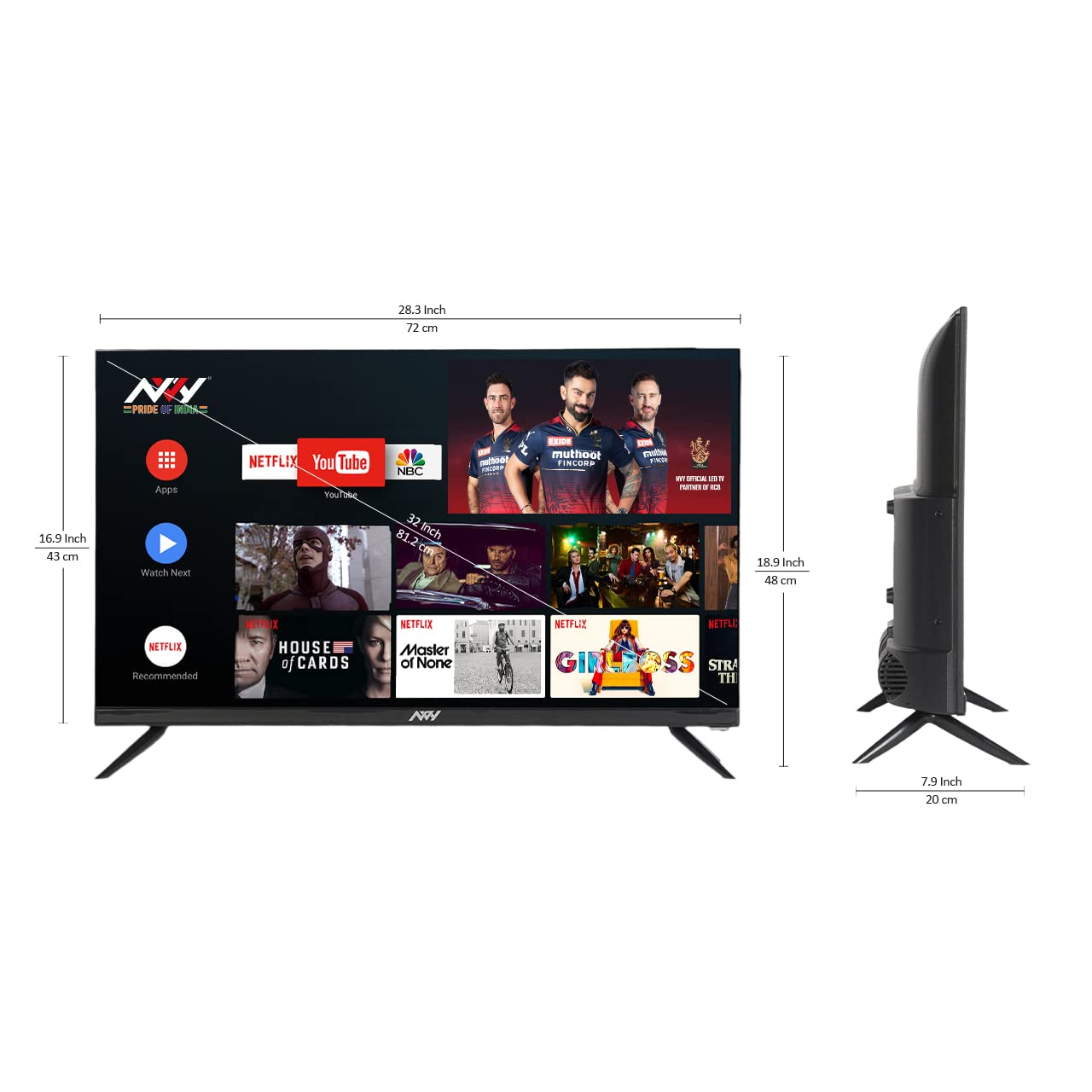 NVY 81 cm (32 inch) HD Ready LED Smart Android Based TV  (NVA32SFR1)