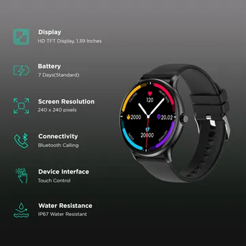 Fire-Boltt Phoenix Pro Smart Watch 1.39 inch Bluetooth Calling, AI Voice Assistant, Metal Body with 120+ Sports Modes, SpO2, Heart Rate Monitoring (Black)