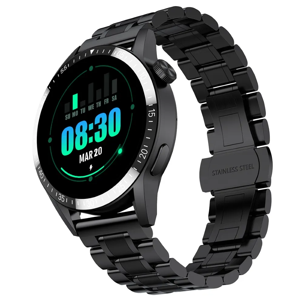 Fire-Boltt Ultimate 35.3mm (1.39) Stainless Steel Luxury Bluetooth Calling, 120+ Sports Smartwatch (Black Strap, Free Size)