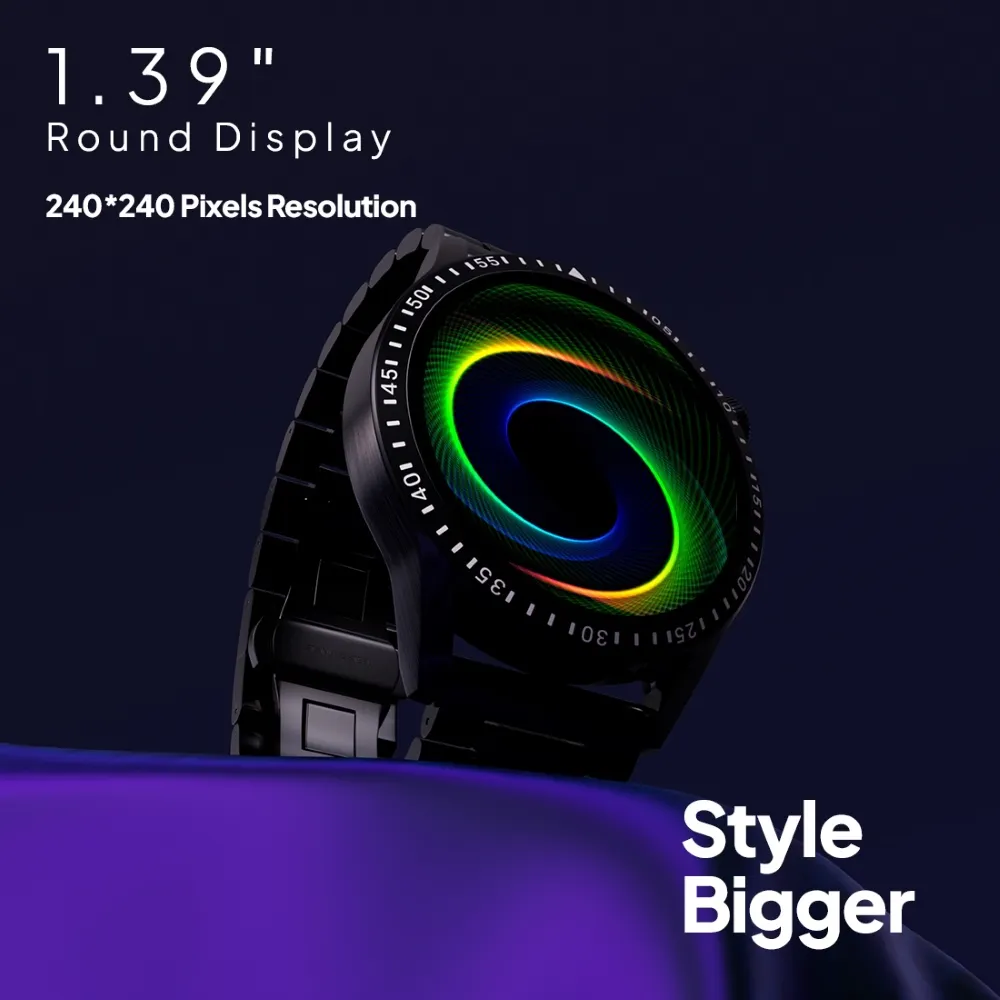 Fire-Boltt Ultimate 35.3mm (1.39) Stainless Steel Luxury Bluetooth Calling, 120+ Sports Smartwatch  (Black Strap, Free Size)