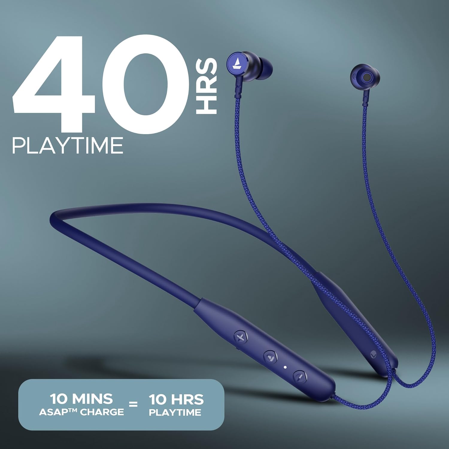 boAt Rockerz 110 with 40 HRS Playback, ENx Technology, Beast Mode & ASAP Charge Bluetooth  (Deep Purple, In the Ear)