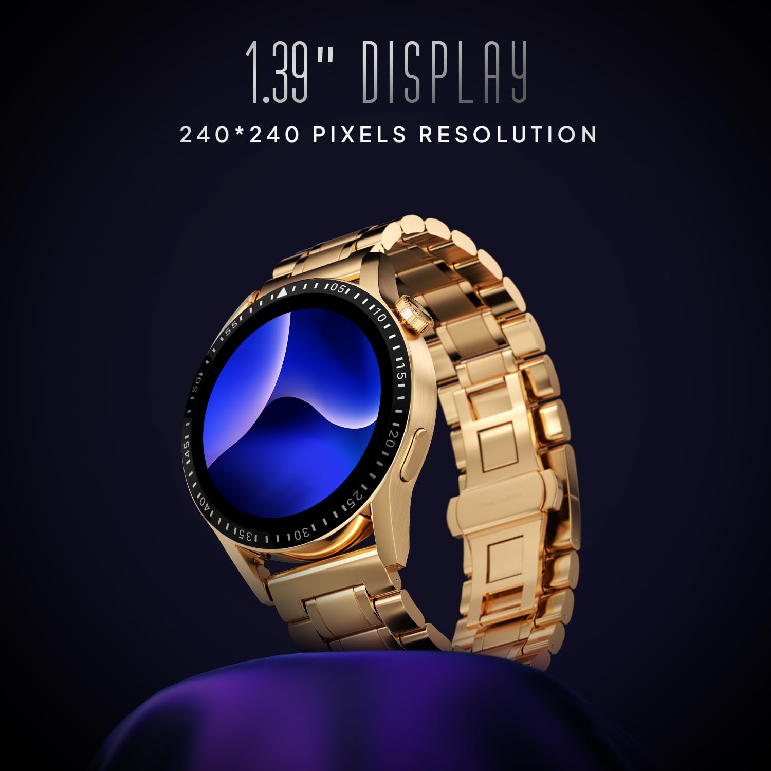 Fire-Boltt Talk 2 Pro Ultra 1.39" Round Display Stainless Steel Luxury Smart Watch, Bluetooth Calling & 360 Health Monitoring, 123 Sports Modes, Inbuilt Voice Assistant (Gold)