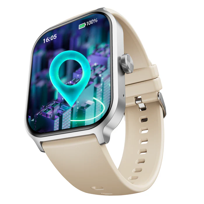boAt Storm Call 3 Plus w/ Turn by Turn Navigation, QR Tray, 4.97cm(1.96'') HD Display Smartwatch (Cherry Blossom Strap, Free Size)