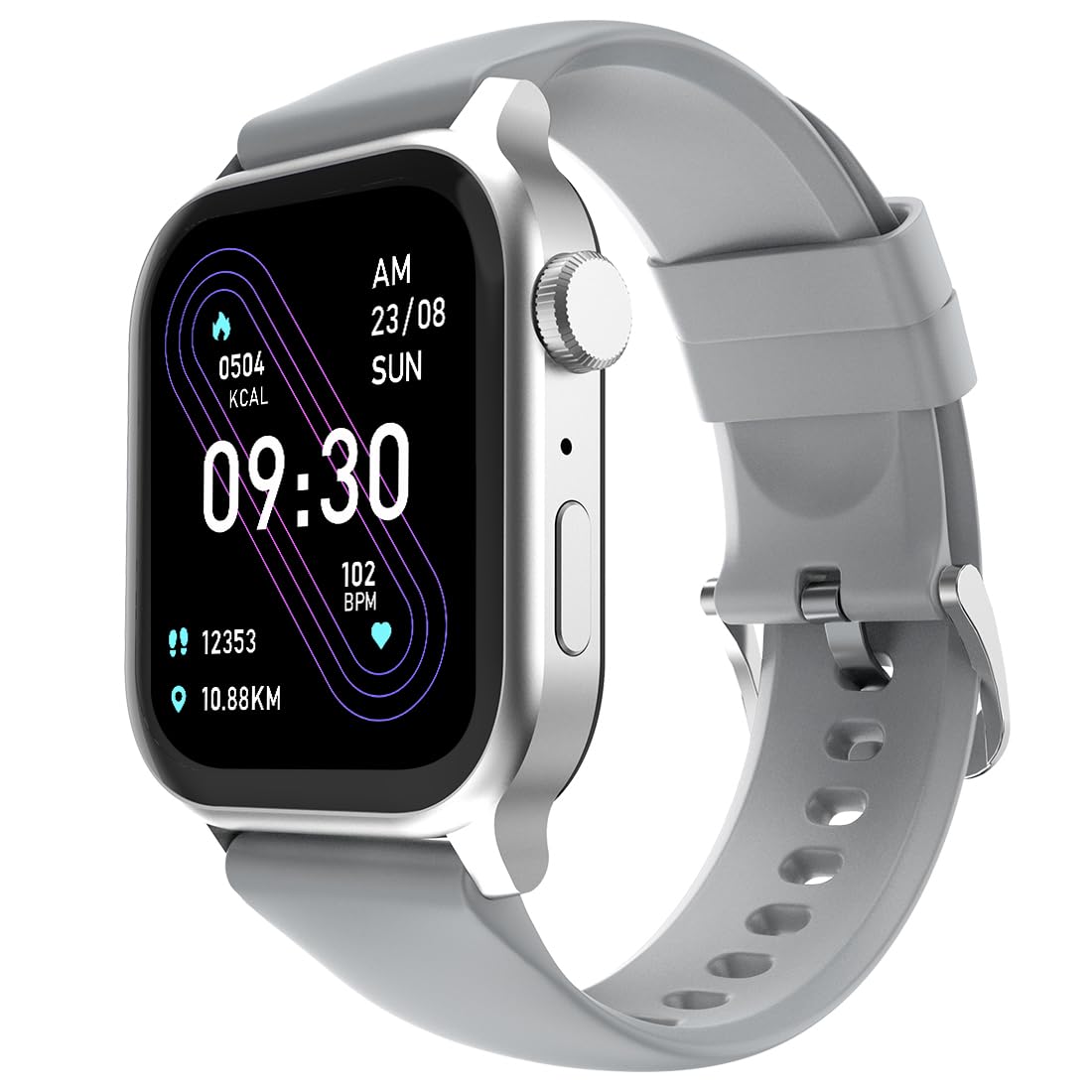 Fire-Boltt Rise Smart Watch, 1.85" HD Display, Metal Body with Bluetooth Calling, Rotating Crown, AI Voice Assistant, 120 Sports Modes, Neon UI, SpO2 & Heart Rate Monitoring (Rise, Grey)