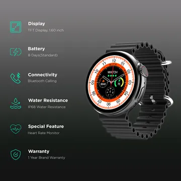 Fire-Boltt Cyclone 40.6mm (1.6) Round Display, Motion Sensor Gaming, APP Enabled GPS Sports Smartwatch  (Active Black Strap, Onesize)