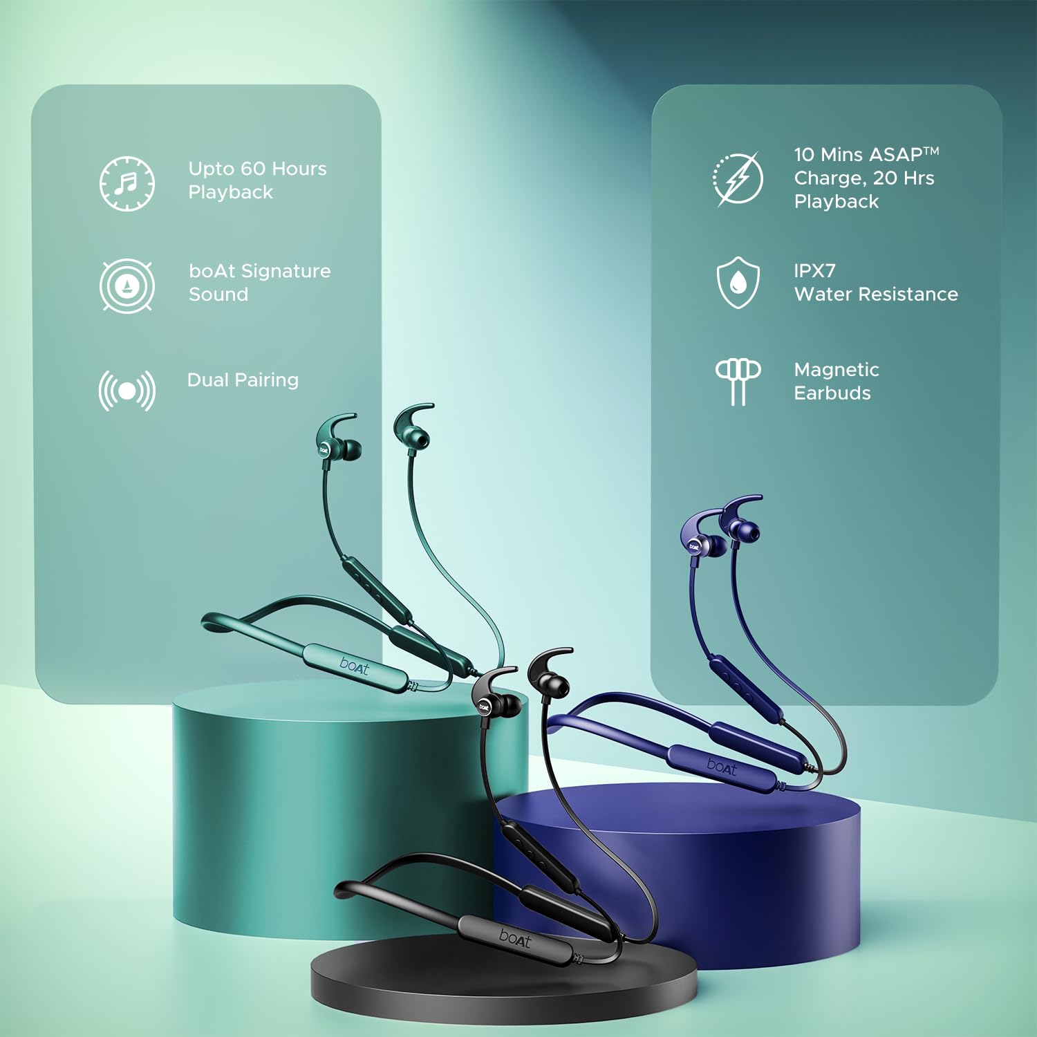 boAt Rockerz 255 Pro+ /258 Pro+ with ASAP Charge and upto 60 Hours Playback Bluetooth  (Navy Blue, In the Ear)