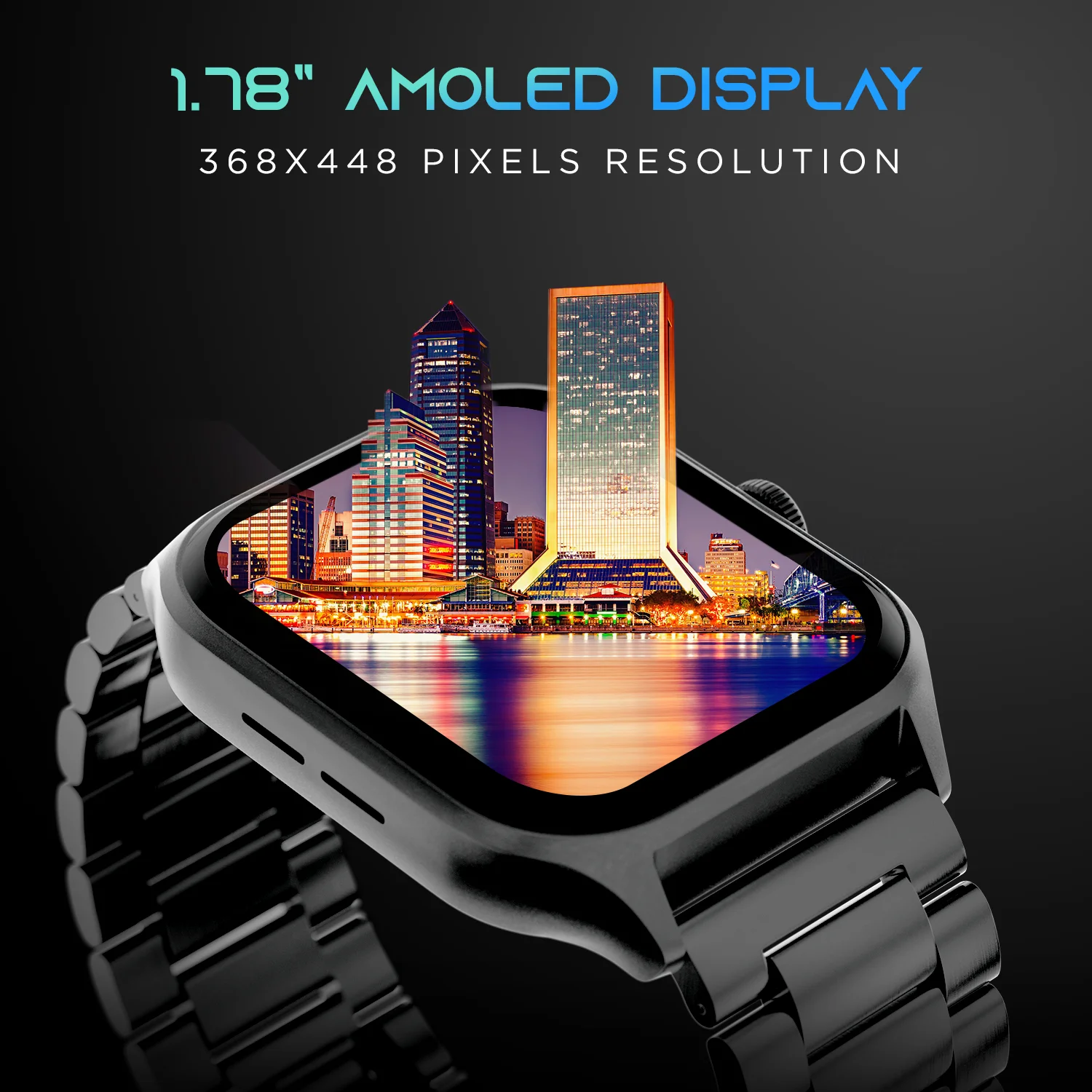 Fire-Boltt Stellaris Luxury Steel Watch 45.2mm (1.78) AMOLED Always-on Display 123 Sports Smartwatch  (Black SS Strap, Free Size)