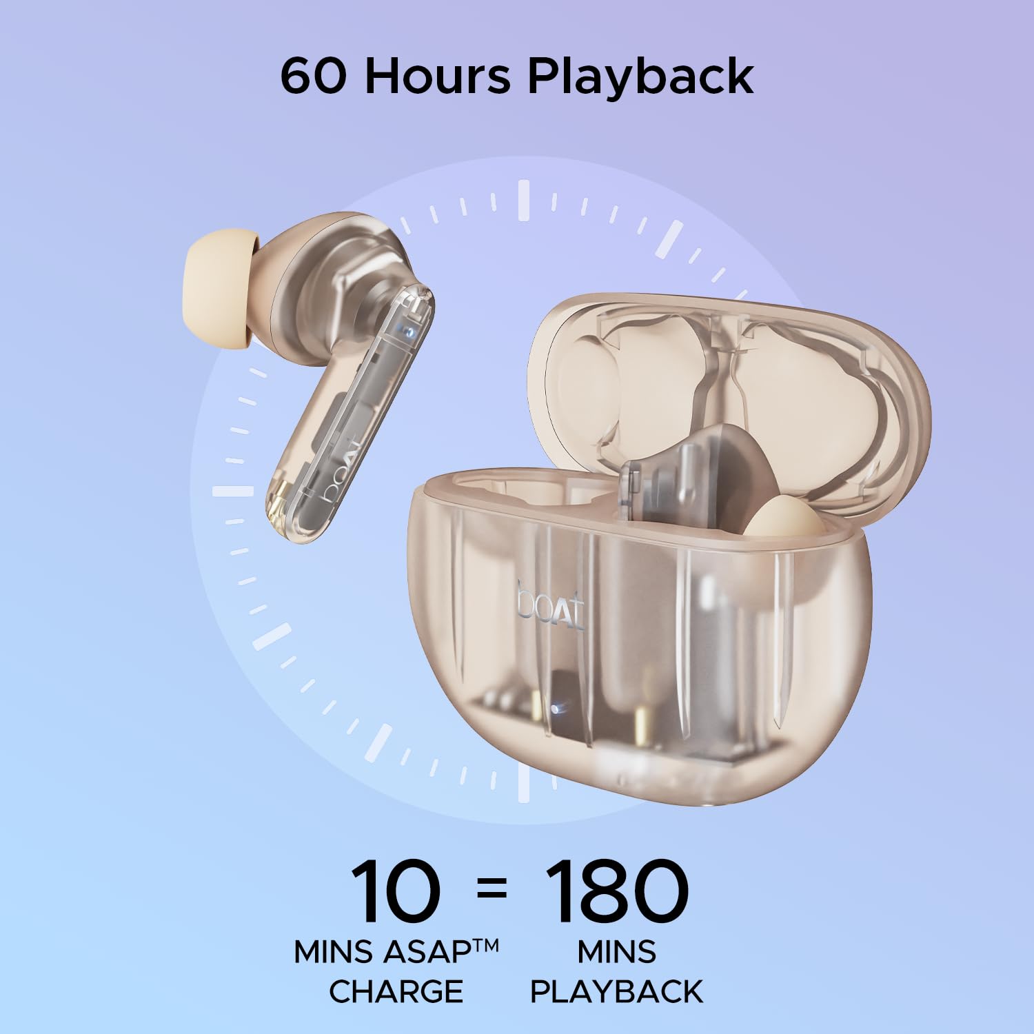 boAt Airdopes 191 ANC, 32dB ANC, Ambient Mode, 60HRS Battery, 4Mics ENx, in-Ear Detection, IWP Tech, Fast Charge, v5.3 Bluetooth Earbuds, TWS Ear Buds Wireless Earphones with mic (Pellucid Orange)