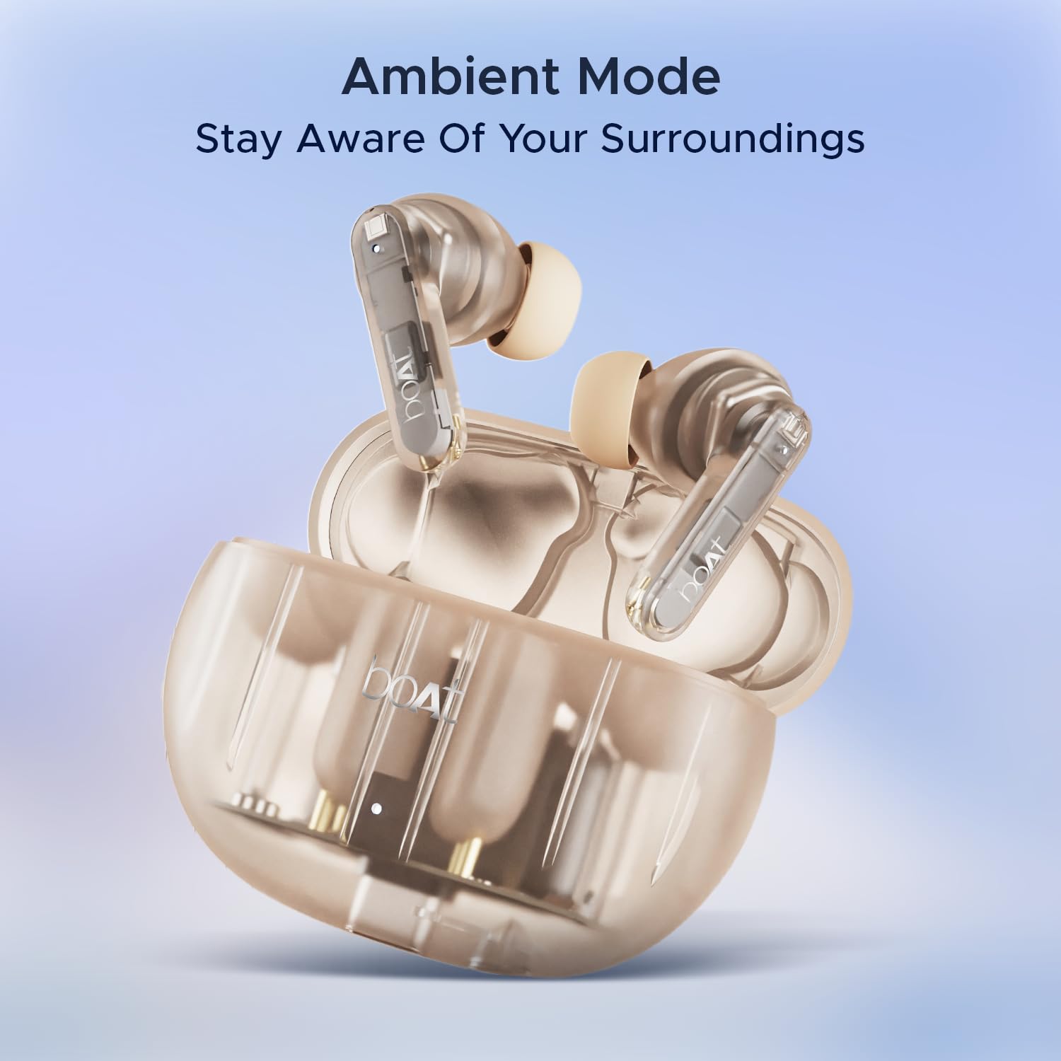 boAt Airdopes 191 ANC, 32dB ANC, Ambient Mode, 60HRS Battery, 4Mics ENx, in-Ear Detection, IWP Tech, Fast Charge, v5.3 Bluetooth Earbuds, TWS Ear Buds Wireless Earphones with mic (Pellucid Orange)