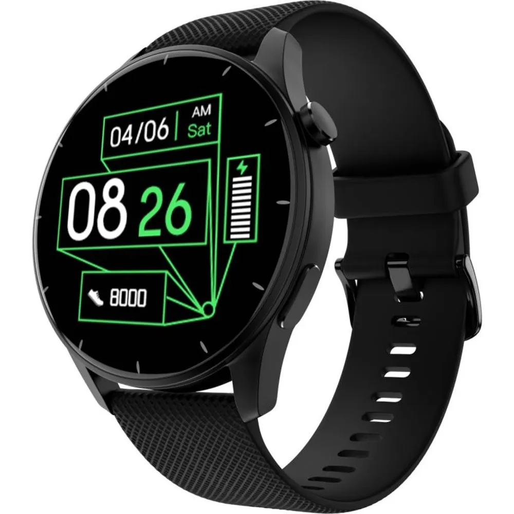 Noise Crew 1.38" Round Display with Bluetooth Calling, Metallic finish, IP68 Rating Smartwatch  (Black Strap, Regular)