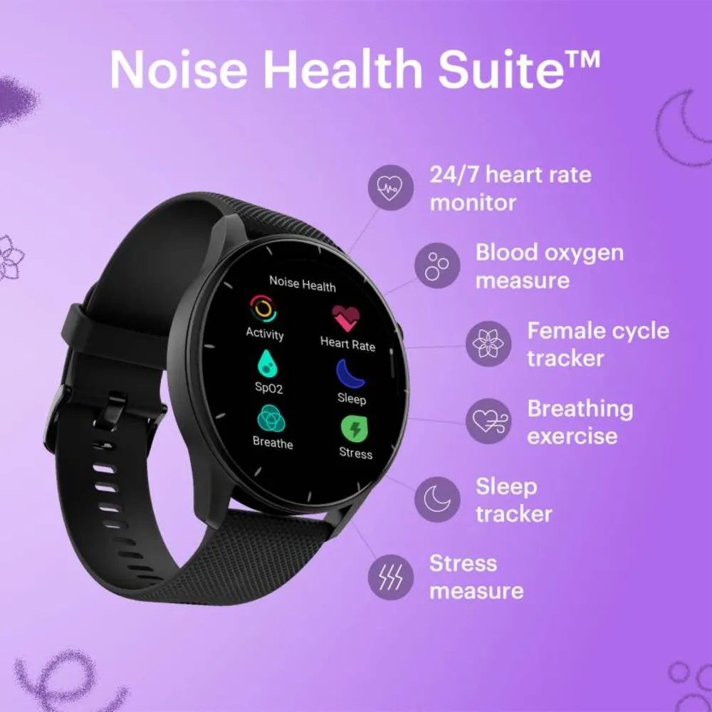 Noise Crew 1.38" Round Display with Bluetooth Calling, Metallic finish, IP68 Rating Smartwatch  (Black Strap, Regular)