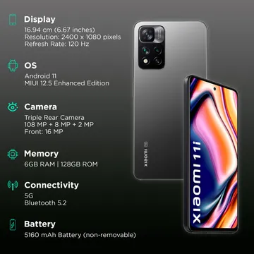Xiaomi 11i 5G (Stealth Black, 128 GB)  (6 GB RAM)