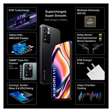 Xiaomi 11i 5G (Stealth Black, 128 GB)  (6 GB RAM)
