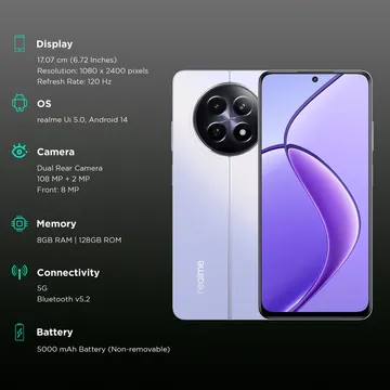 realme 12 5G (Twilight Purple, 128 GB)  (8 GB RAM)