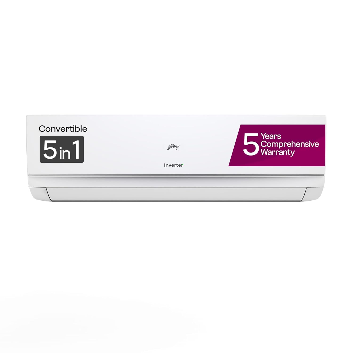 Godrej 5-In-1 Convertible Cooling 2024 Model 1.5 Ton 3 Star Split Inverter Heavy Duty Cooling at Extreme Temperature AC - White  (EI 18NINV3R32 WYE, Copper Condenser)