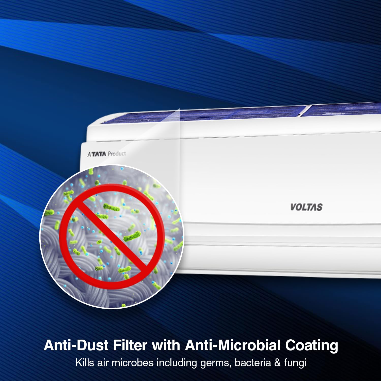 Voltas 1.5 ton 5 Star, Inverter Split AC (Copper, 4-in-1 Adjustable Mode, Anti-dust Filter, 185V Vectra CAR, White)