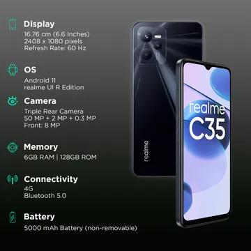 realme C35 (Glowing Black, 128 GB)  (6 GB RAM)