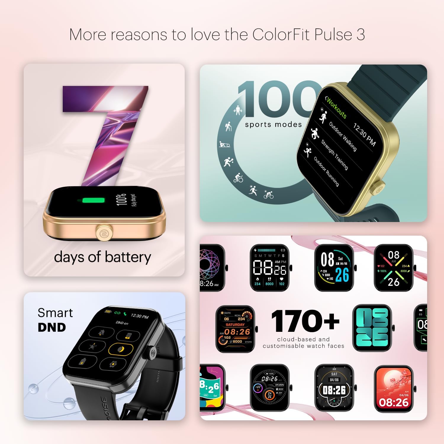 Noise Pulse 3 1.96'' Display, BT Calling, 100 Sports Modes, 150+ Watchfaces Smartwatch  (Mocha Brown Strap, Regular)