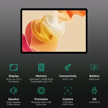realme Pad 2 6 GB RAM 128 GB ROM 11.5 inch with 4G Tablet (Imagination Grey)