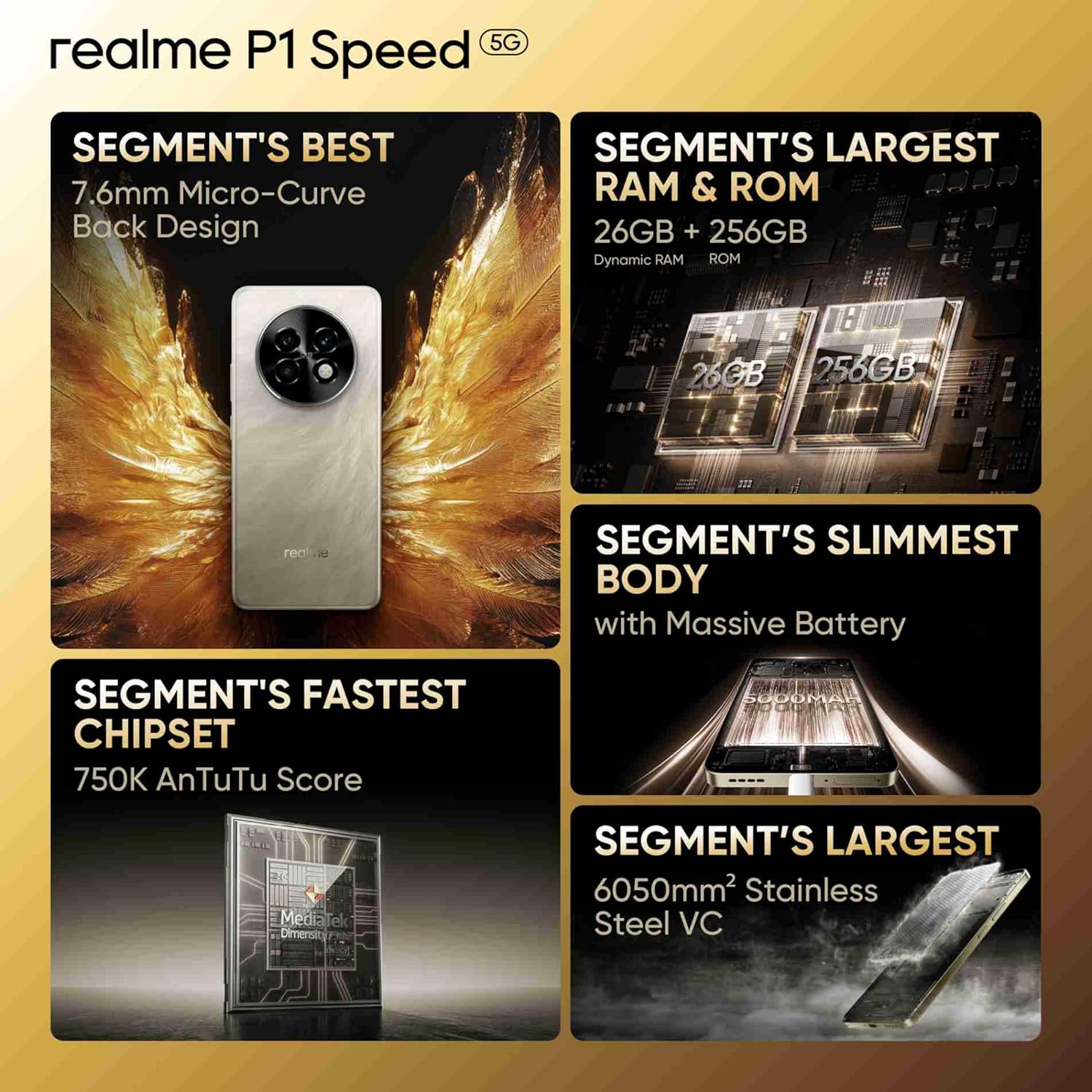 realme P1 Speed 5G (Textured Titanium, 256 GB)  (12 GB RAM)