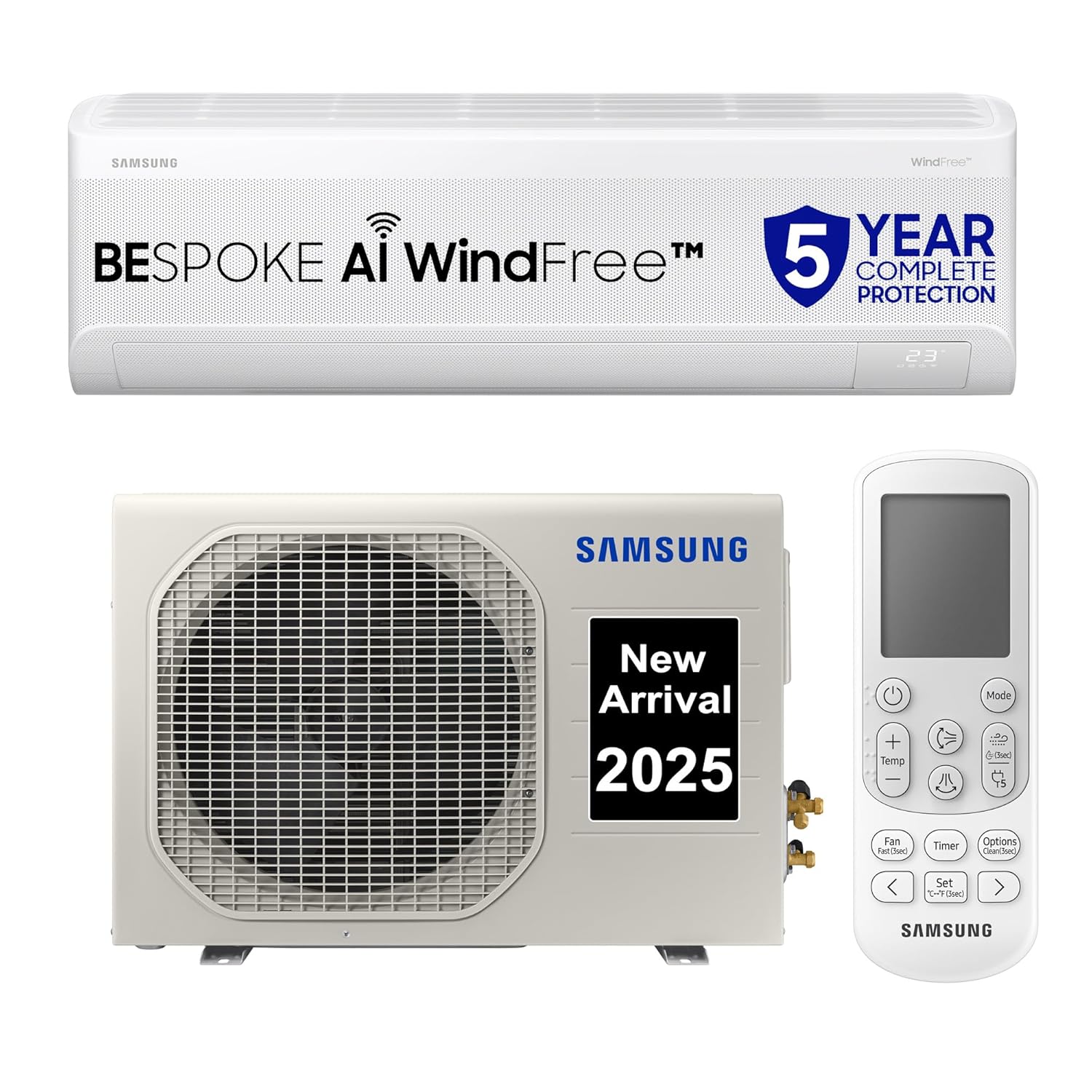 Samsung 1.5 Ton 5 Star Windfree AI Inverter Smart Split AC (WiFi, Energy Saving, Voice Control, Powerful Cooling, Copper, Digital Inverter, 4 Way swing, Convertible, BESPOKE AI AR60F19D1ZWNNA)
