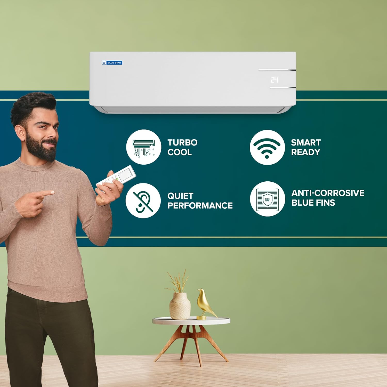 Blue Star 2025 Model 1.5 Ton 3 Star Split Inverter AC - White  (ID318YKU, Copper Condenser)