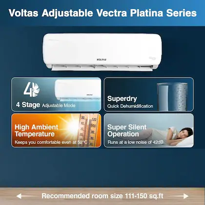 Voltas 1.5 Ton 3 Star Split Inverter AC - White  (183V Vectra Magnum (4503556), Copper Condenser)
