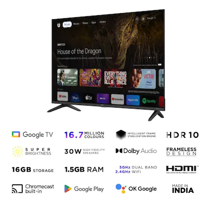 Acer 80 cm (32 inch) HD Ready LED Smart Android TV with Google tv  (AR32GR2841HDFL)