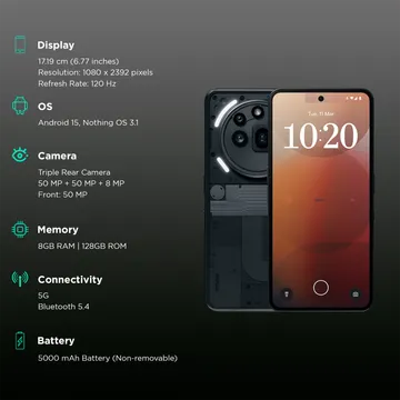 Nothing Phone (3a) Pro (Black, 128 GB)  (8 GB RAM)