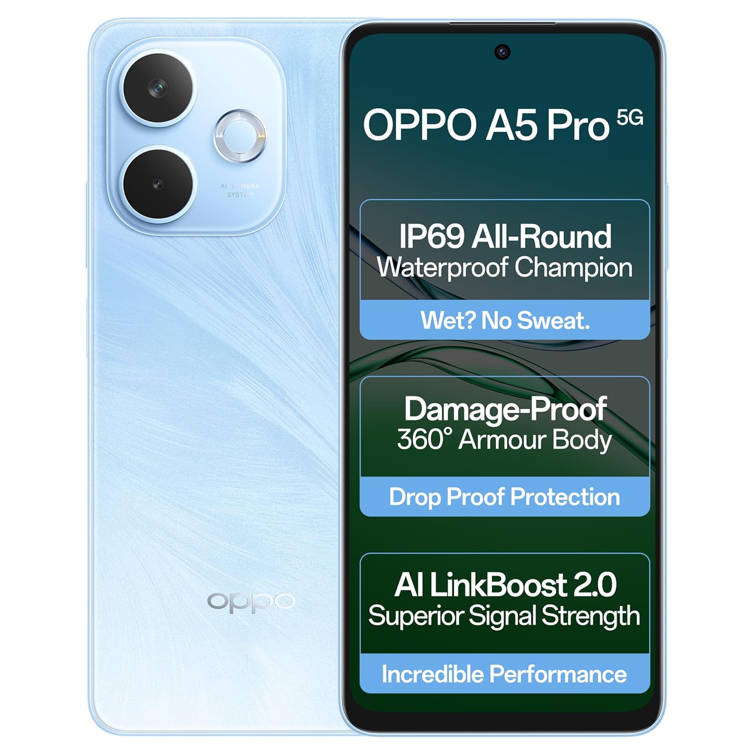 OPPO A5 Pro 5G (Feather Blue, 128 GB) (8 GB RAM)