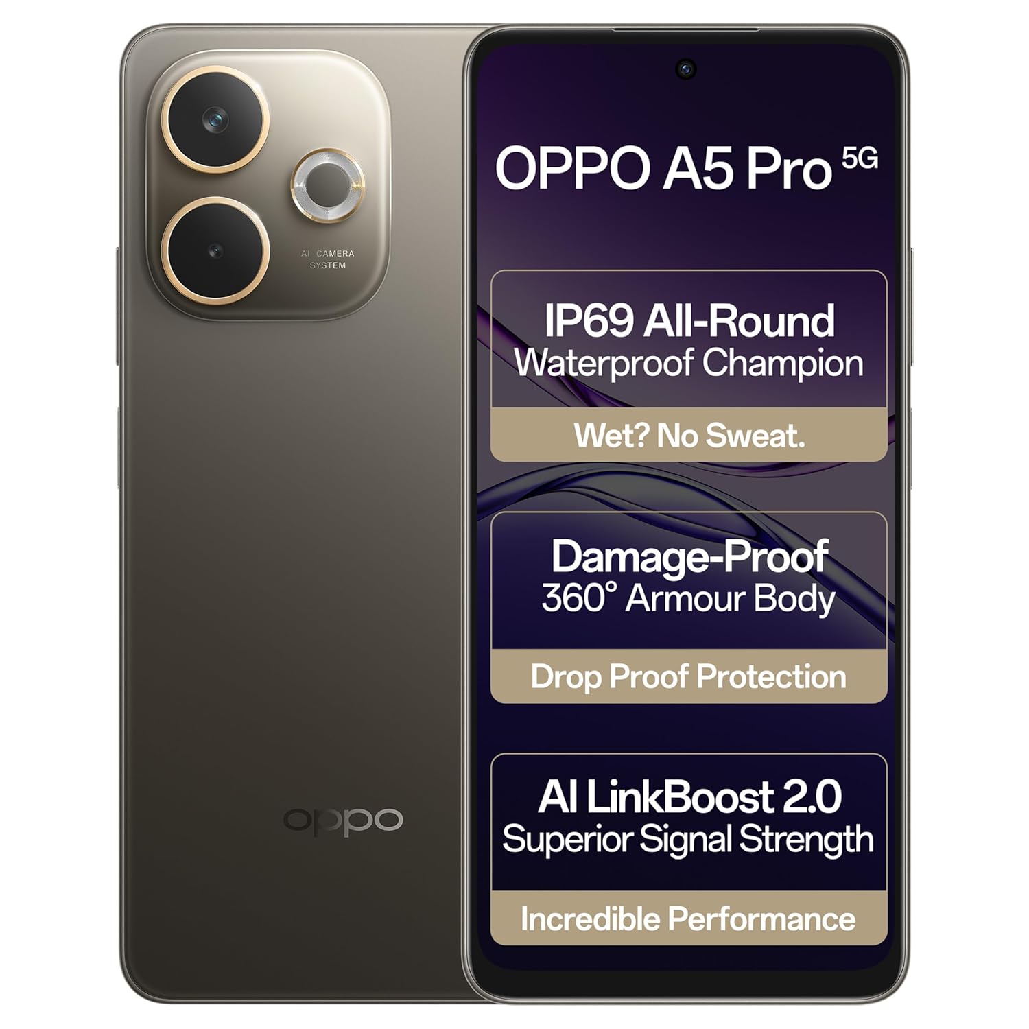 OPPO A5 Pro 5G (Mocha Brown, 8GB RAM, 256GB Storage)