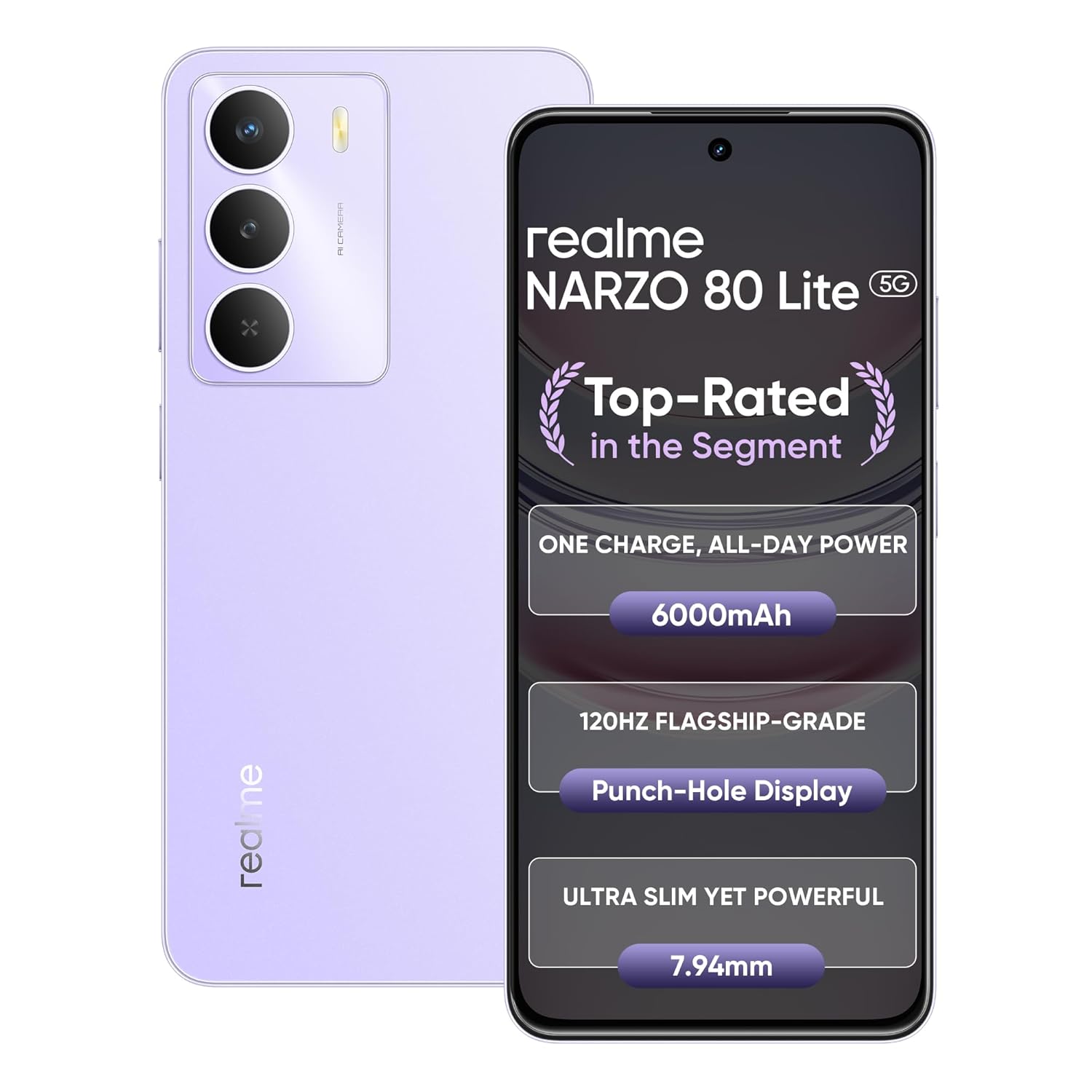 realme Narzo 80 Lite 5G (Crystal Purple, 128 GB)  (6 GB RAM)