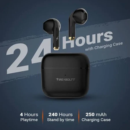 Fire-Boltt Fire Pods Ninja G201 Earbuds TWS IWP HD Calls, Quick Charge 24hrs playback Bluetooth  (Black, True Wireless)