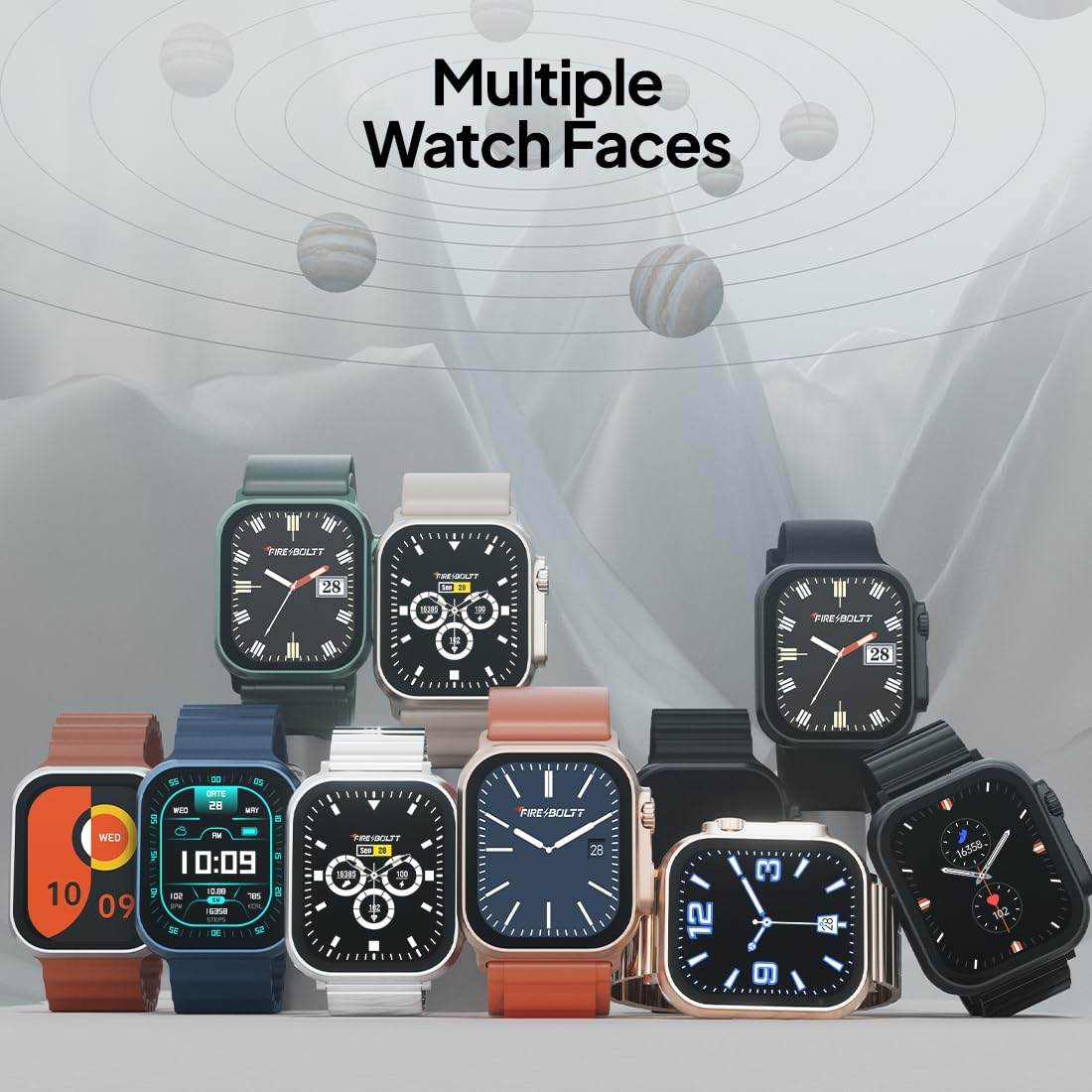 Fire-Boltt Gladiator 49.7mm Display, Stainless Steel, Bluetooth Call, 123 sports modes Smartwatch  (Silver C Strap, Free Size)