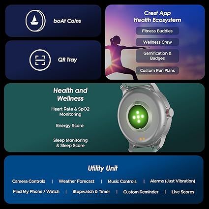 boAt Lunar Discovery w/ Turn by Turn Navigation, 3.53 cm HD Display & BT Calling Smartwatch  (Mint Green Strap, Free Size)